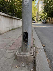 Elektrik direğinde açık kablo